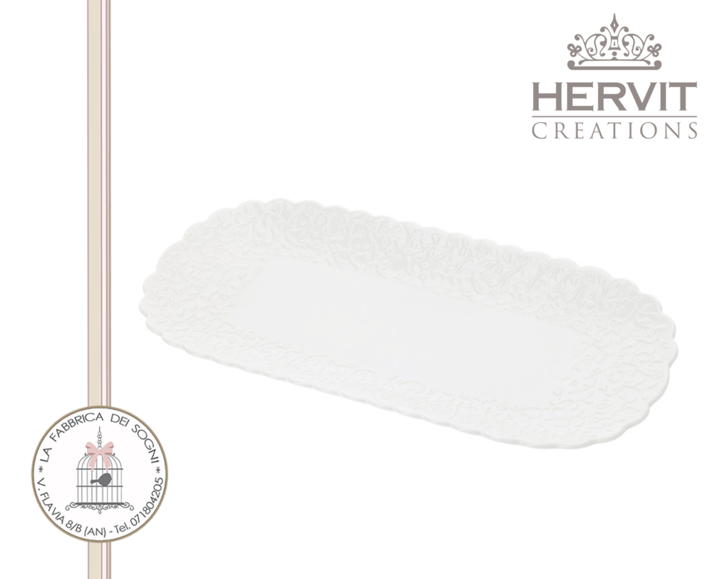 Hervit – Vassoio ovale Porcellana bianca Romance | Sweet and Chic